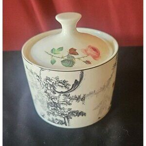 Sugar Bowl w Lid Rose Toile American Atelier Floral 5232 Porcelain Flower